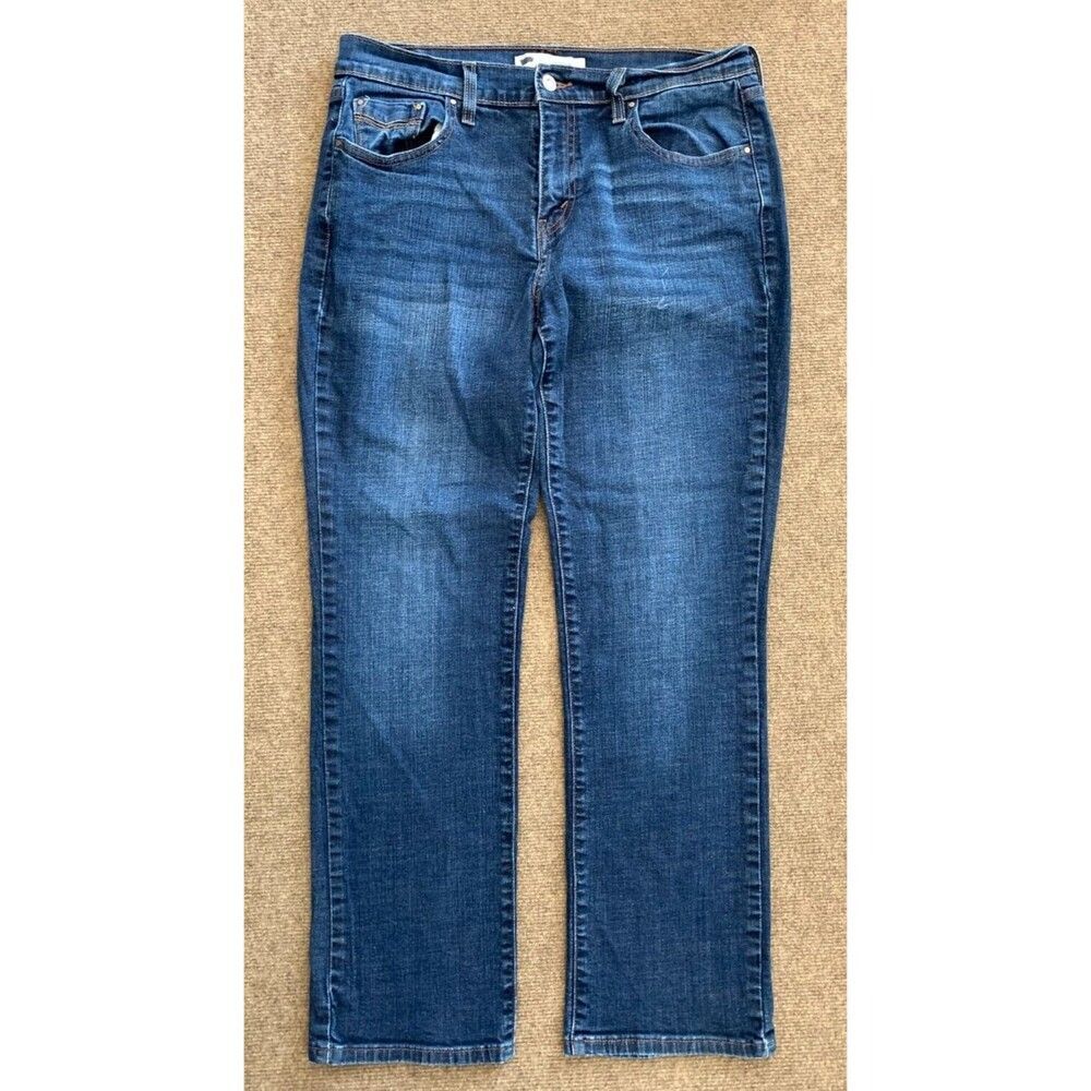 Levis 505 Straight Leg Jeans Womens 30x30 Mid Rise Flap Pocket Dark Wash Denim